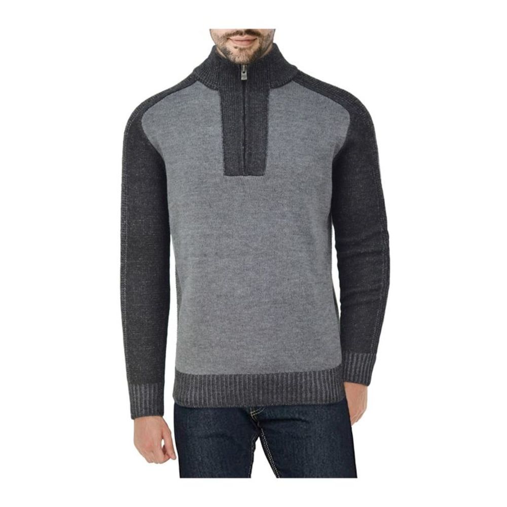XRAY JEANS Mens Gray Color Block Classic Fit Quarter-Zip Stretch Sweater 3XL